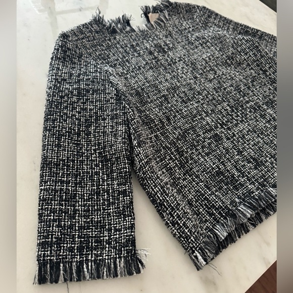 Rebecca Taylor- Black and White Tweed Longsleeve Blouse - Picture 4 of 6